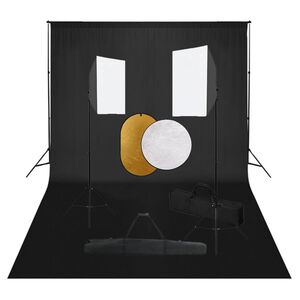 vidaXL Kit est&uacute;dio fotogr&aacute;fico com softbox ilumina&ccedil;&atilde;o/fundo/refletor