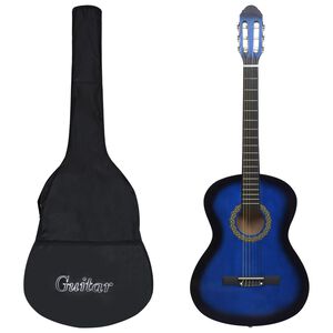 vidaXL Guitarra cl&aacute;ssica para iniciantes com saco 4/4 39" azul