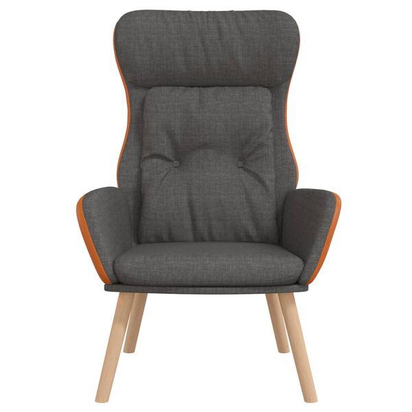 vidaXL Cadeira de descanso PVC e tecido cinzento-escuro