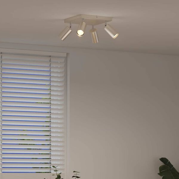 vidaXL Foco de teto com holofotes N&iacute;quel 26 x 26 x 16,5 cm Metal