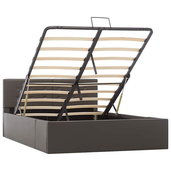 vidaXL Cama hidr&aacute;ulica c/ arruma&ccedil;&atilde;o 120x200cm couro artificial cinza