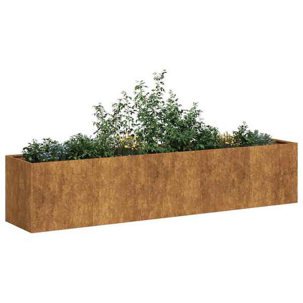 vidaXL Floreira enferrujada 200x40x40 cm a&ccedil;o resistente