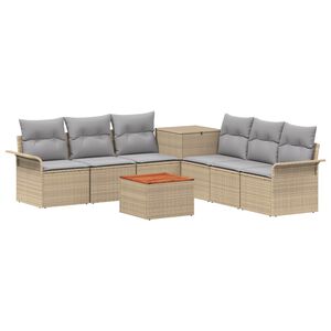 vidaXL Conjunto de Sof&aacute;s 8 unid. Bege e Cinza Claro 55 x 55 x 37 cm