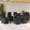 vidaXL Conjunto de Jantar para Jardim com almofada 7 pcs Preto vime PE