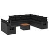 vidaXL 10 pcs conjunto sof&aacute;s de jardim c/ almofad&otilde;es vime PE preto