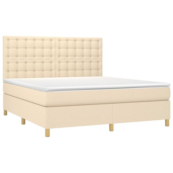vidaXL Cama com molas/colch&atilde;o 160x200 cm tecido cor creme