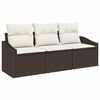 vidaXL Conjunto de Sof&aacute;s 3 unid. Castanho vime PE