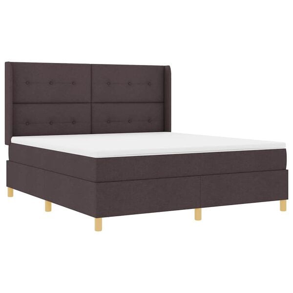 vidaXL Cama Box com colch&atilde;o Marrom Escuro 180 x 200 cm tecido