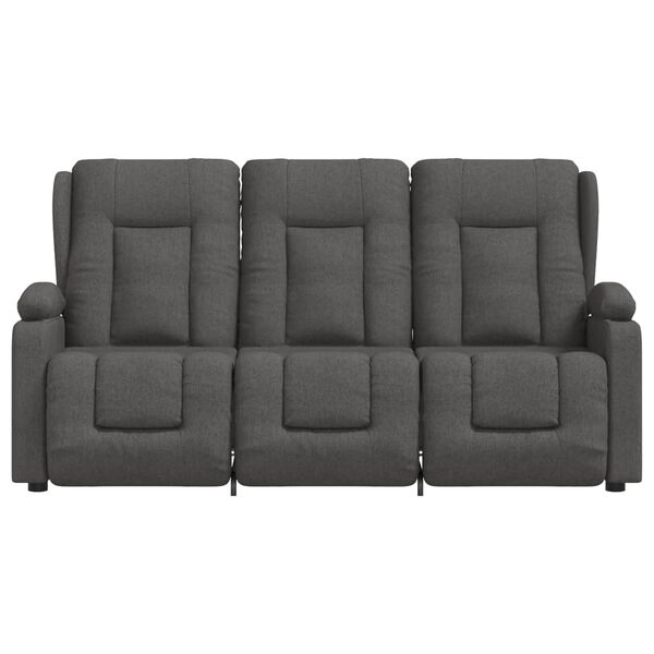 vidaXL Poltrona massagem 3 lug. c/suporte copo tecido cinza-escuro