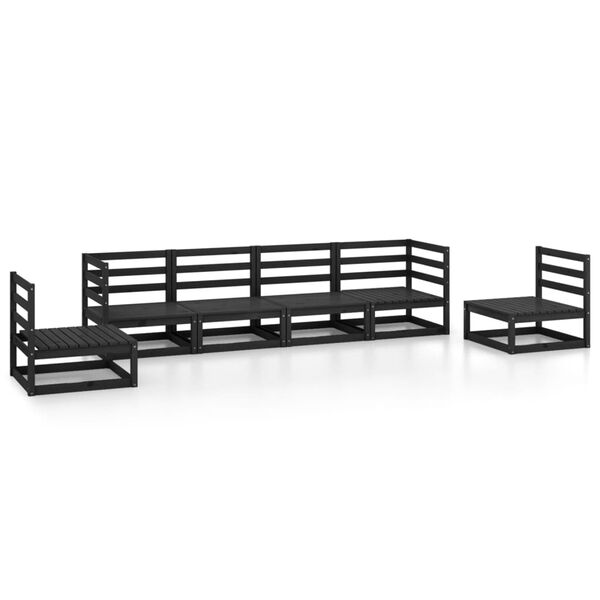 vidaXL 6 pcs conjunto lounge de jardim pinho maci&ccedil;o preto