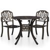 vidaXL 3 pcs conjunto bistr&ocirc; alum&iacute;nio fundido bronze