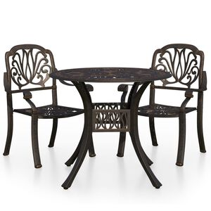 vidaXL 3 pcs conjunto bistr&ocirc; alum&iacute;nio fundido bronze