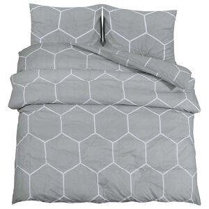 vidaXL Conjunto de capa de edred&atilde;o 140x200 cm algod&atilde;o cinzento e branco