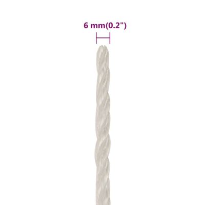 vidaXL Corda de trabalho 6 mm 50 m polipropileno branco