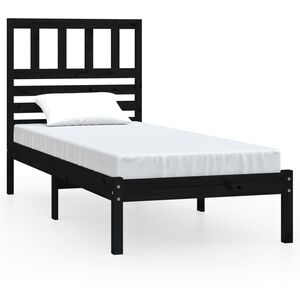 vidaXL Estrutura de cama 100x200 cm madeira de pinho maci&ccedil;a preto