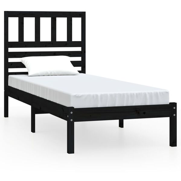 vidaXL Estrutura de cama 100x200 cm madeira de pinho maciça preto