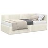 vidaXL Estrutura de Cama de Canto com Colch&atilde;o 2 unid. Creme Veludo