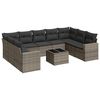 vidaXL 10 pcs conjunto sofás de jardim c/ almofadões vime PE cinzento
