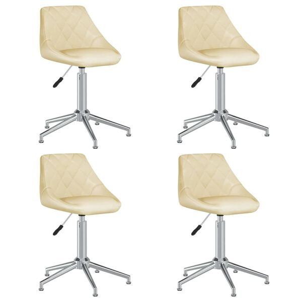 vidaXL Cadeiras de jantar girat&oacute;rias 4 pcs couro art. creme
