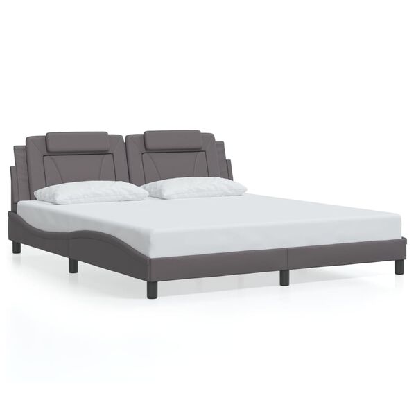 vidaXL Estrutura de cama Viana sem colchão 180x200cm couro artificial cinzento