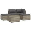 vidaXL 5 pcs conjunto lounge de jardim c/ almofad&otilde;es vime PE cinzento
