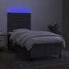 vidaXL Cama box spring c/ colch&atilde;o e LED 100x200 cm tecido cinza-escuro
