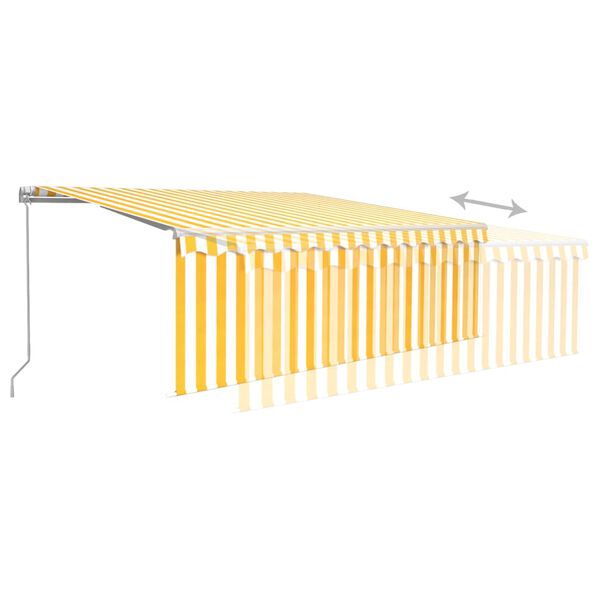 vidaXL Toldo retr&aacute;til manual com estore 4x3 m amarelo e branco