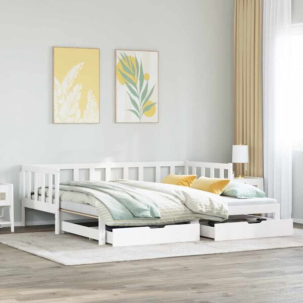 vidaXL Sofá-cama com gavetão e gavetas sem colchão 80x200 cm branco