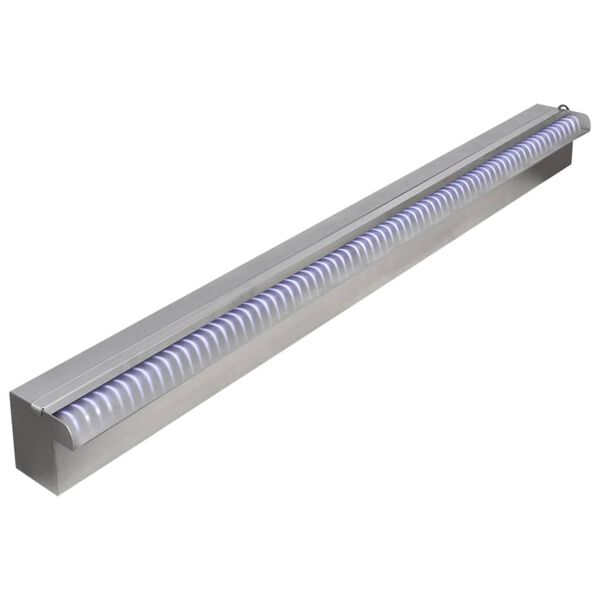 vidaXL Fonte para piscina retangular com LEDs 90 cm a&ccedil;o inoxid&aacute;vel