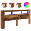 vidaXL Cabeceira c/ LEDs 220x18,5x103,5cm deriv. madeira madeira velha