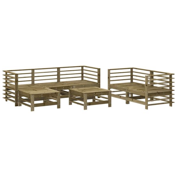 vidaXL 7 pcs conjunto lounge de jardim madeira de pinho impregnada