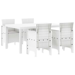 vidaXL Conjunto de Jantar para Jardim 5 pcs Branco Rattan Polt