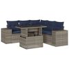 vidaXL Conjunto de sof&aacute; de jardim com 6 pe&ccedil;as e almofadas em rattan sint&eacute;tico cinza