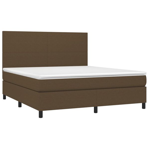 vidaXL Cama com molas/colch&atilde;o 180x200 cm tecido castanho-escuro