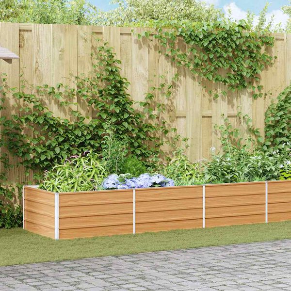 vidaXL Canteiro elevado de jardim 480x80x45cm aço galvanizado prateado