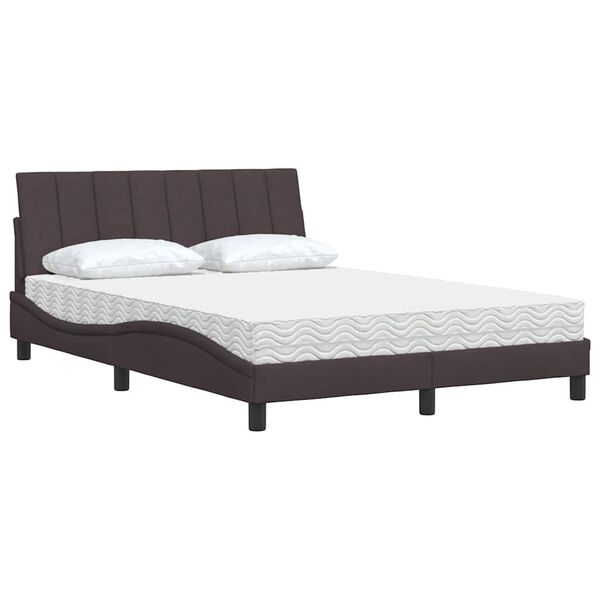 vidaXL Cama com colch&atilde;o Hanko 140x200 cm tecido castanho-escuro