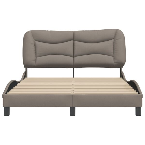 vidaXL Estrutura de cama sem colch&atilde;o Hvar 120x200 cm tecido cinza-acastanhado