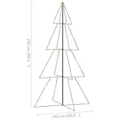 vidaXL Árvore de Natal em cone 360 LEDs 143x250 cm interior e exterior