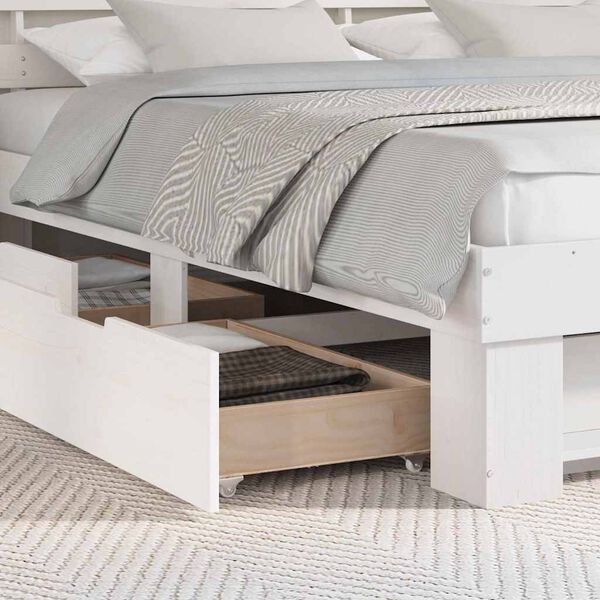 vidaXL Estrutura da Cama com cabeceira com gaveta Branco 180 x 200 cm