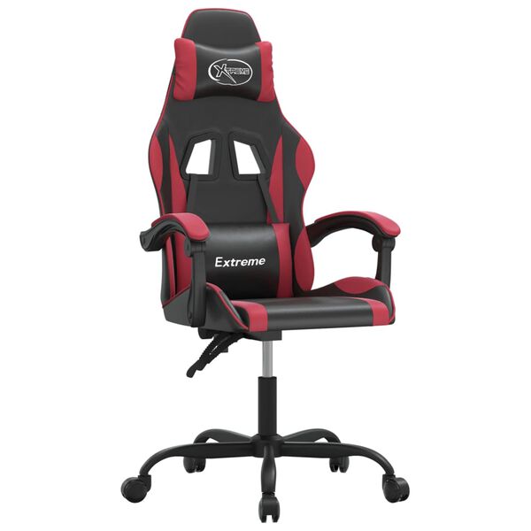 vidaXL Cadeira gaming couro artificial preto e vermelho tinto