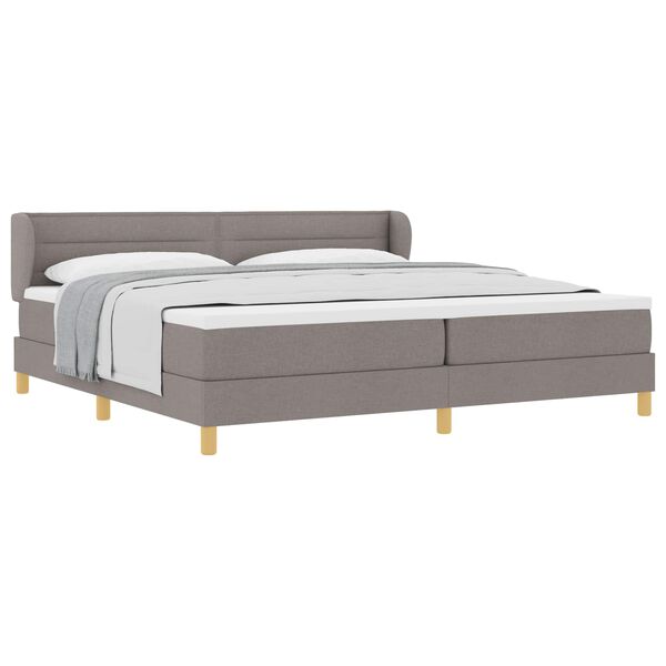 vidaXL Cama Box com colch&atilde;o Cinzento-acastanhado 200 x 200 cm tecido