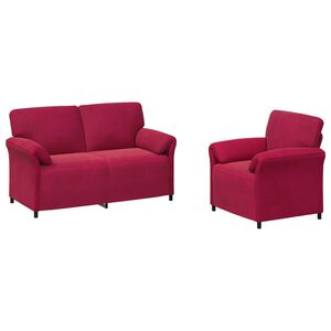 vidaXL Conjunto de Sof&aacute;s 2 unid. Vinho Vermelho Veludo