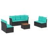 vidaXL 8 pcs conjunto de sof&aacute;s p/ jardim c/ almofad&otilde;es vime PE preto