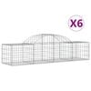 vidaXL Cestos gabi&atilde;o arqueados 6 pcs 200x50x40/60 cm ferro galvanizado
