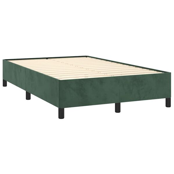 vidaXL Cama boxspring com colch&atilde;o 120x190 cm veludo verde-escuro