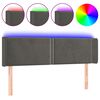 vidaXL Cabeceira cama c/ luzes LED veludo 147x16x78/88cm cinza-escuro