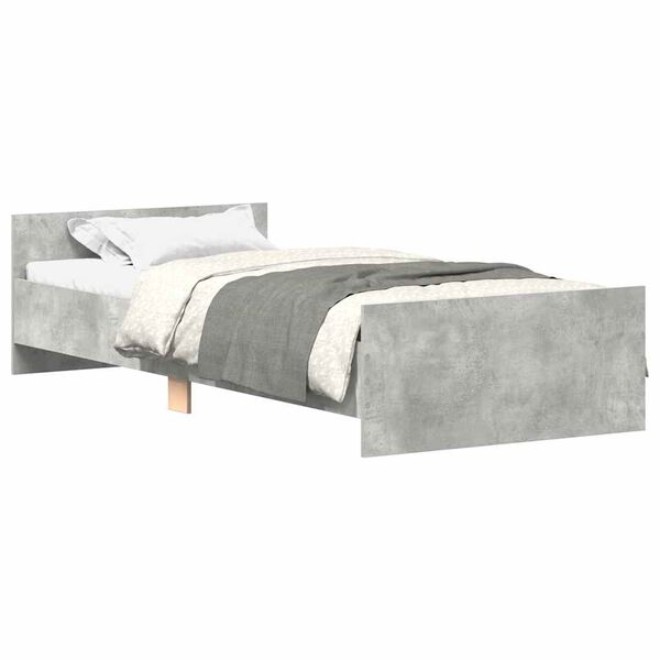 vidaXL Estrutura de cama 90x190 cm derivados de madeira cinza cimento