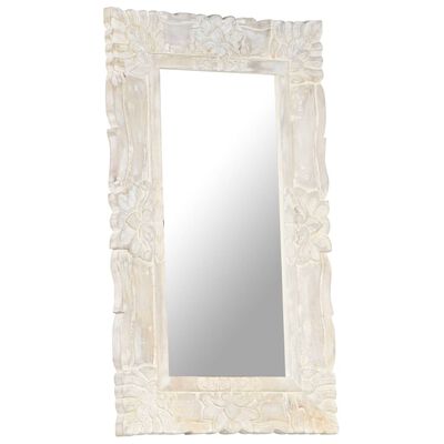 vidaXL Espelho 80x50 cm madeira de mangueira maciça branco