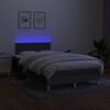 vidaXL Cama box spring c/ colch&atilde;o e LED 120x200 cm tecido cinza-escuro