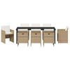 vidaXL Conjunto de Jantar para Jardim com almofada 9 pcs Bege vime PE
